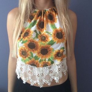 Urban Outfitters Sunflower Lace Cropped Top